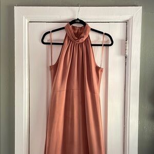 Elegant Halter Neck Dress in Peach